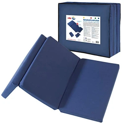 Abbildung von roba Reisebettmatratze Faltbare Baby Matratze für Reisebett 60 x 120 cm Klappmatratze Kinderreisebetten Abnehmbarer Bezug in Blau Inklusive Tragetasche