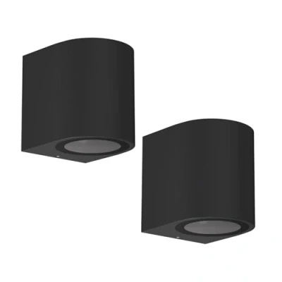 Abbildung von ledscom.de 2 Stück Wandleuchte ALSE für außen, IP54, Downlight, schwarz matt, rund, 1x GU10 max. 35W