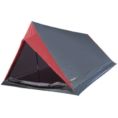 Abbildung von High Peak Hauszelt Minilite, Campingzelt für 2 Personen, Leichtgewicht 1,0 kg, kleines Packmaß, 1500 mm wasserdicht, Ventilationssystem, Moskitoschutz, grau/rot
