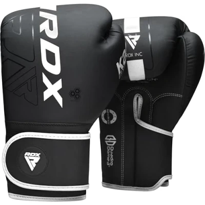 Abbildung von RDX Boxhandschuhe, Muay Thai Kickboxen Sparring, Maya Hide Leder Kara Boxing Gloves Männer Damen, Boxsack Punchinghandschuhe, Kickboxhandschuhe MMA Kampfsport Training Schwarz Adult 8 10 12 14 16oz
