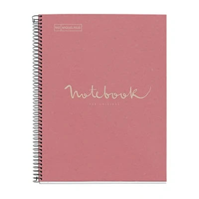 Abbildung von Miquelrius Notebook Emotions Notizbuch 100 % recycelt, 1 Streifen, A4, 80 Blatt mit horizontalem Linien, 7 mm, Papier g, 4 Bohrungen, Kartoneinband, Rosa