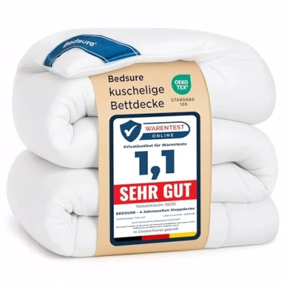 Abbildung von BEDSURE Bettdecke 240x220cm Ganzjahresdecke 4 Jahreszeiten, Steppdecke für Allergiker 300GSM Duvet 240x220, Super Weiche Zudecke Atmungsaktive Schlafdecke