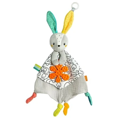 Abbildung von Fehn Schmusetuch Baby Spielzeug Hase Schnuffeltuch für Neugeborene Einschlafhilfe zum Knuddeln, Greifen Kuscheltier Handpuppe Kuscheltuch Schlaftier Babys und Kleinkinder ab 0+ Monaten