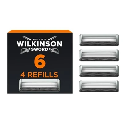 Abbildung von Wilkinson Sword 6 Rasierer für Männer, 4 Ersatzklingen, diamantbeschichtete Klingen eine besonders gründliche Rasur
