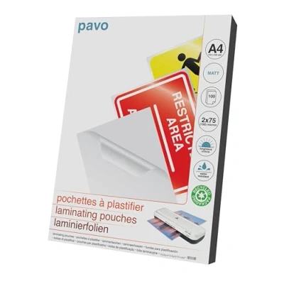 Abbildung von Pavo Premium Laminierfolien DIN A4, 2 x 75 micron, 100 er Pack, matt