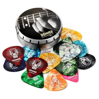Abbildung von Donner Celluloid Gitarren Plektren Picks 0.46 1.20mm 4 verschiedene Stärke 16 Stück