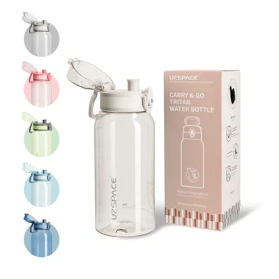 Abbildung von UZSPACE Trinkflasche Kinder Sport Wasserflasche 600ml, kohlensäure geeignet Flasche, für Schule Uni Outdoor, auslaufsicher, spülmaschinenfest, Sportflasche mit motivationsskala Mädchen Teenager