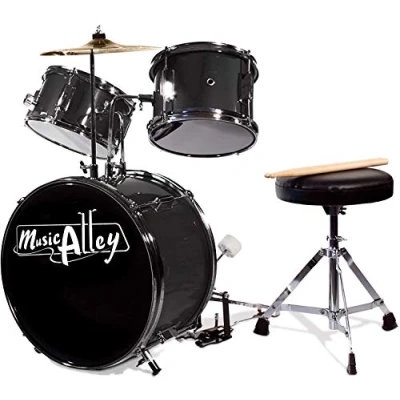 Abbildung von Music Alley Junior Drum Kit for Kids with Kick Pedal, Stool &amp; Sticks Black