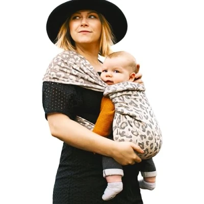 Abbildung von manduca Twist Babytrage Leichte und einfache mit Kängurutasche weichem Bauchgurt für Neugeborene von der Geburt bis zu 15 kg Bio Baumwolle ,Leo