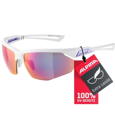 Abbildung von ALPINA NYLOS HR Verspiegelte und Bruchsichere Sport &amp; Fahrradbrille Mit 100% UV Schutz Für Erwachsene, white purple gloss, One Size