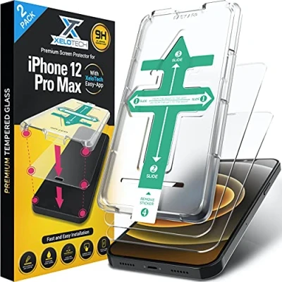 Abbildung von XeloTech Schutzglas für iPhone 12 Pro MAX (2 Stück) Premium Full Cover Schutzfolie Folie aus Glas