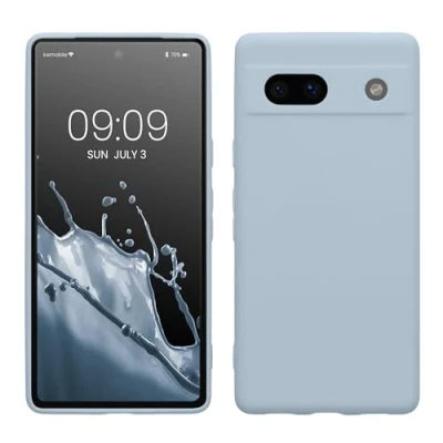 Abbildung von kwmobile Handyhülle kompatibel mit Google Pixel 7a Hülle Handy Case aus weichem Silikon in Hellblau matt