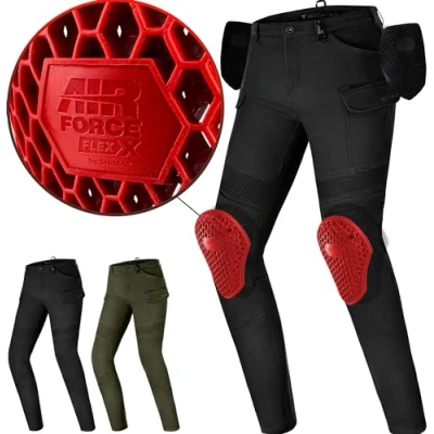 Abbildung von SHIMA Giro Motorrad Hose Damen mit Protektoren Airforce Knieprotektoren Motorradhose Kurzgrößen Hosen für Mann Protektorenhose Textilhose Urban Stretch Cargohose Lang (Frauen, Schwarz, 24/30)
