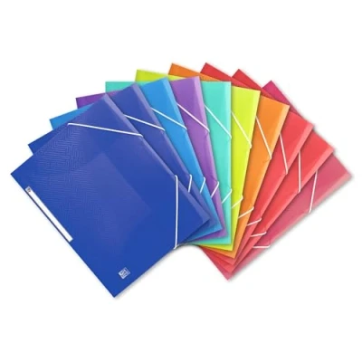 Abbildung von Oxford Eckspannermappe A4, Kunststoff, mit Gummiband, 8 Farben, 10 Stück, Rot, Orange, Anis, Ice Mint, Hellblau, Dunkelblau, Lila, Pink