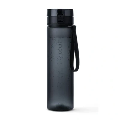 Abbildung von VINSUN Trinkflasche 1L schwarz auslaufsicher, Kohlensäure geeignet, BPA frei, Tritan, Einhandbedienung Leichte Wasser Flasche für Sport, Schule, Uni, Fahrrad