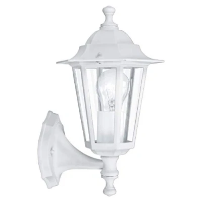 Abbildung von EGLO Außen Wandlampe Laterna 5, 1 flammige Außenleuchte, Wandleuchte aus Aluguss und Glas, Weiß, Fassung: E27, IP44