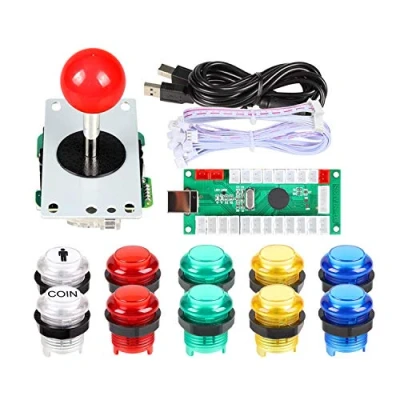 Abbildung von EG STARTS Nullverzögerung USB Encoder zu PC Spiele Red Joystick + 10x LED beleuchtet 5V Druckknöpfe für Arcade DIY Kits Teile Mame Raspberry Pi 2 3 3B