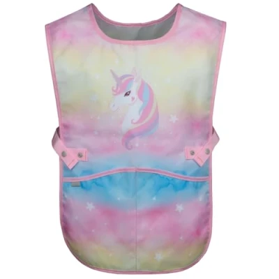 Abbildung von Baagl Kinderschürze Mädchen Jungen Kochschürze Kinder, Schürze Malschürze Bastelschürze für Kinder (Regenbogen Einhorn)