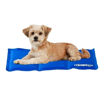 Abbildung von Relaxdays Kühlmatte Hund, selbstkühlend, abwischbar, robust, mit Gel, Kühldecke für Tiere, Kältedecke 20 x 35 cm, blau