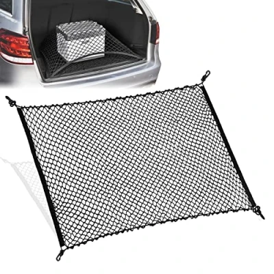 Abbildung von Gepäcknetz Auto,Kofferraum Netz mit 4 Haken,90 * 105 cm Kofferraumnetz Auto,Auto Organizer kann auf 140cm*140cm Erweitert Werden