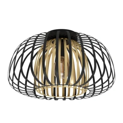 Abbildung von EGLO Deckenlampe Encinitos, 1 flammige Deckenleuchte, Wohnzimmerlampe aus Metall in Schwarz und Messing Gebürstet, Schlafzimmerlampe mit E27 Fassung