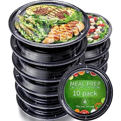 Abbildung von [10er Pack] 1 Fach Meal Prep Boxen mit Deckel Wiederverwendbar Mikrowellengeeignet Spülmaschinenfest Essensbox Lunchbox Luftdichter Deckelverschluss Runden