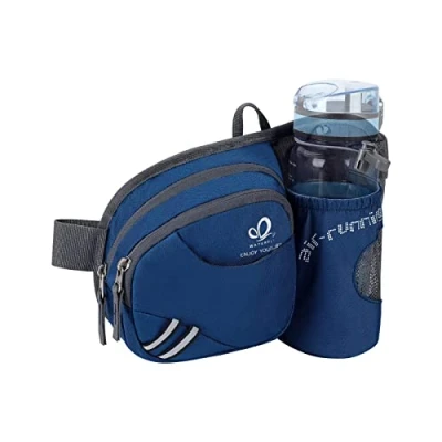 Abbildung von WATERFLY Gürteltasche Bauchtasche mit Flaschenhalter Damen und Herren, Atmungsaktiv Sport Hüfttasche für Laufen Radfahren Camping Klettern Reisen Wandern Joggen Hundetraining Königsblau