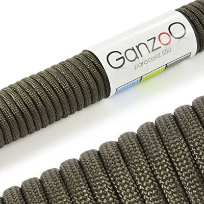 Abbildung von Ganzoo Paracord 550 Seil Tarn Grün 4mm Schnur Typ 3, Nylon &amp; Polyester, ideal für Basteln von Hundeleine Halsband Armband/Camping Survival und Outdoor 15 Meter Allzweckseil 7 Innenstränge