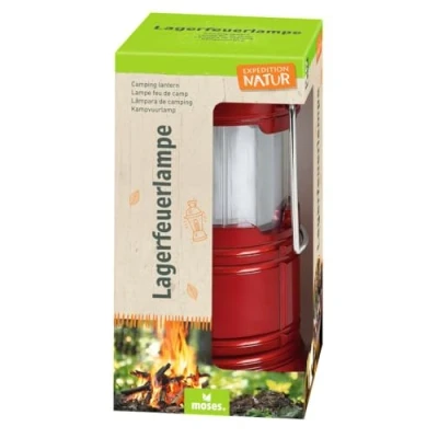 Abbildung von moses. Expedition Natur Lagerfeuerlampe LED Campinglampe, Tragbare Laterne zum Campen, Wandern oder Zelten für Kinder Mit Metallbügel Aufhängen, Rot