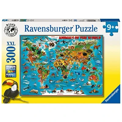 Abbildung von Ravensburger Kinderpuzzle 13257 Tiere rund um die Welt Puzzle Weltkarte für Kinder ab 9 Jahren, mit 300 Teilen im XXL Format