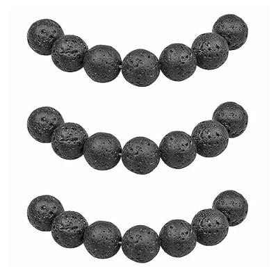 Abbildung von MJDCB Perlen zum Auffädeln 10mm 35 stück vulkanstein Schwarze Lava Halbedelsteine mit Loch Natürliche Lose Runde Steinperlen für Herstellung Schmuck Armbänder Halsketten
