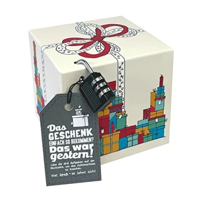 Abbildung von SURPRISA Rätselbox Geldgeschenke Verpackung, Gutscheine zum Geburtstag oder Hochzeit kleine Geschenkbox Geschenkrätsel, farbig