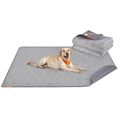 Abbildung von Feandrea Hundedecke, 2er Set, Wiederverwendbare Hundematte, 183 x cm, XXL, wasserdicht, auslaufsicher, rutschfest, saugfähig für Hunde, Katzen, Kaninchen, Taubengrau PTD005G01
