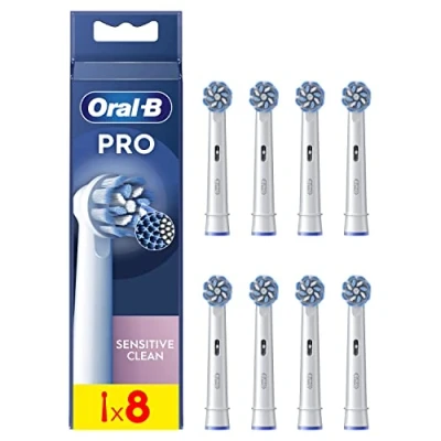 Abbildung von Oral B Pro Sensitive Clean Aufsteckbürsten für elektrische Zahnbürste, X förmige &amp; extra weiche Borsten sanftes Bürsten Plaque Entfernung, 8 Stück (Verpackung kann variieren)