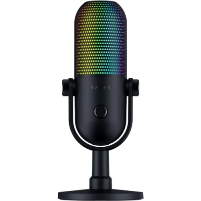 Abbildung von Razer Seiren V3 Chroma RGB USB Mikrofon mit Tap to Mute (Reaktive Beleuchtung, Supernieren Kondensator Mikrofon, Digitaler Verstärkungsbegrenzer und integrierter Schockdämpfer) Schwarz