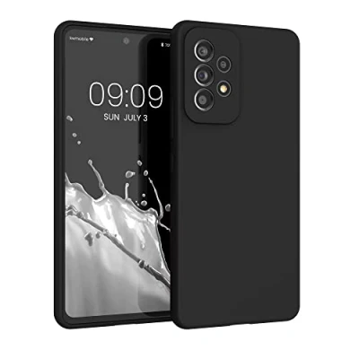 Abbildung von kwmobile Hülle kompatibel mit Samsung Galaxy A53 5G Silikon Handy Case Handyhülle weiche Oberfläche kabelloses Laden Schwarz matt