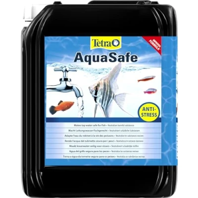 Abbildung von Tetra AquaSafe Qualitäts Wasseraufbereiter für fischgerechtes und naturnahes Aquariumwasser, neutralisiert fischschädliche Stoffe im Leitungswasser, 5 Liter Flasche