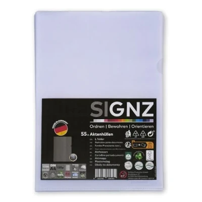Abbildung von SIGNZ Aktenhüllen (DIN A4, extra starke 120 my), 55 Stück, genarbt, CO2 neutral hergestellt, made in Germany