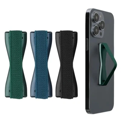 Abbildung von kwmobile Smartphone Fingerhalter 3 Set Handy Halter Griff Halterung Einhandbedienung 3X Handyhalter in Metallic Karibikblau Petrol Schwarz
