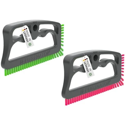 Abbildung von FUGINATOR® Fugenbürsten Bundle grau/grün &amp; grau/pink Reinigungsbürste zur Fugenreinigung in Bad, WC, Küche usw. Reinigung von Wand und Bodenfliesen Handliche Bürste für Fugen Fliesen