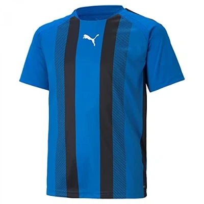 Abbildung von puma Unisex Kinder Teamliga Striped Jersey Jr Shirt, Electric Blue Lemonade Black White, 176 EU