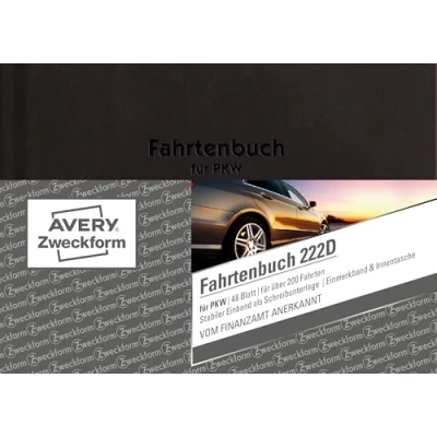 Abbildung von AVERY Zweckform 222D Hardcover Fahrtenbuch (für PKW, vom Finanzamt anerkannt, A6 quer, 80 Seiten230 Fahrten, für Deutschland &amp; Österreich zur Abgrenzung privater/geschäftlicher Fahrten)