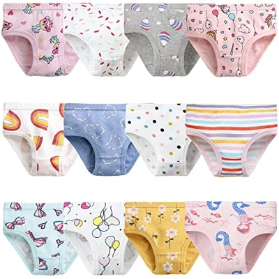 Abbildung von Adorel Mädchen Unterhosen Slips Reine Baumwolle 12er Pack Tupfen &amp; Ballon Blumen Herzchen 134 140 (Herstellergröße 150)
