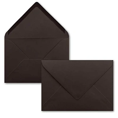 Abbildung von 50 Brief Umschläge Dunkel Braun DIN C6 114 x 162 mm Kuverts mit Nassklebung ohne Fenster für Gruß Karten &amp; Einladungen FarbenFroh by GUSTAV NEUSER