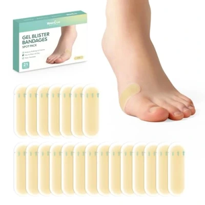 Abbildung von Welnove Gel Blister Bandagen Hydrokolloid 21 ct Blisterkissen (Bun Packung) für Ferse, Zehen und Fuß Blasenpads zur Vorbeugung Erholung