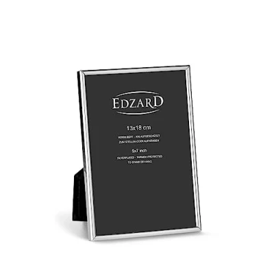 Abbildung von EDZARD Bilderrahmen Genua für Foto 13 x 18 cm, edel versilbert, anlaufgeschützt, mit Samtrücken, inkl. 2 Aufhängern, Fotorahmen zum Stellen und Hängen