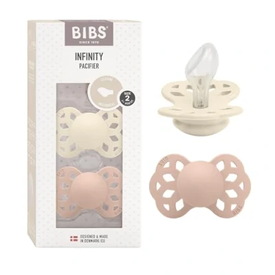 Abbildung von BIBS Infinity anatomischer Schnuller Zweierpackung, bisphenol A frei, Silikonsauger, Kiefergerechte Form. Silikon, 6 18 Monate (2er Pack), Ivory/Blush