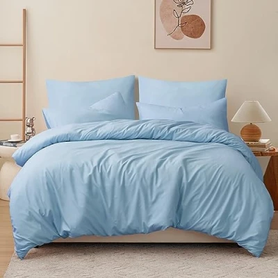Abbildung von RUIKASI Bettwäsche 200x220 3teilig Blau Bettbezug 200 x 220 Set Hellblau mit Kissenbezüge, Sets 200x220cm aus Mikrofaser Reißverschluss Weich und Bügelfrei