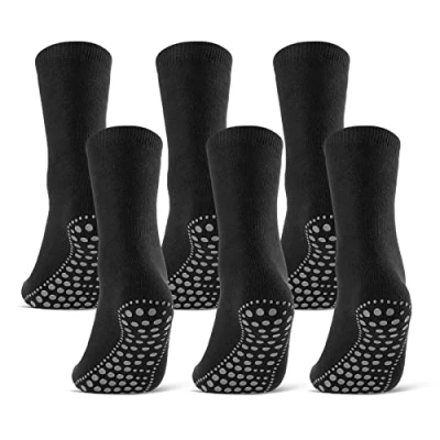 Abbildung von 3 oder 6 Paar ABS Socken Herren Damen Anti Rutsch Baumwolle 8600 WP (6 Schwarz 35 38)