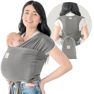 Abbildung von KeaBabies Tragetuch Baby Neugeboren D Lite Elastisches Neugeborene, Einfach Anzuziehen Babytrage Neugeborene Ab Geburt, Ring Trage Babytragetuch Ohne Binden (Graphite)